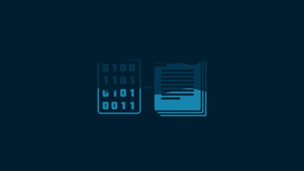 Білий Смарт Контракт Ікона Ізольована Синьому Фоні Технологія Блокчейну Видобуток — стокове відео