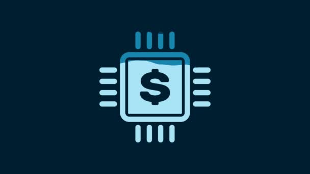 White Processor Chip Dollar Icon Isolated Blue Background Cpu Dollar — Stock Video