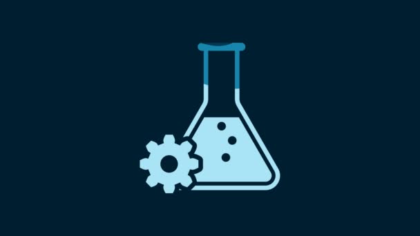 蓝色背景的白色生物工程图标 遗传学和生物工程图标元素 化学图标 4K视频运动图形动画 — 图库视频影像