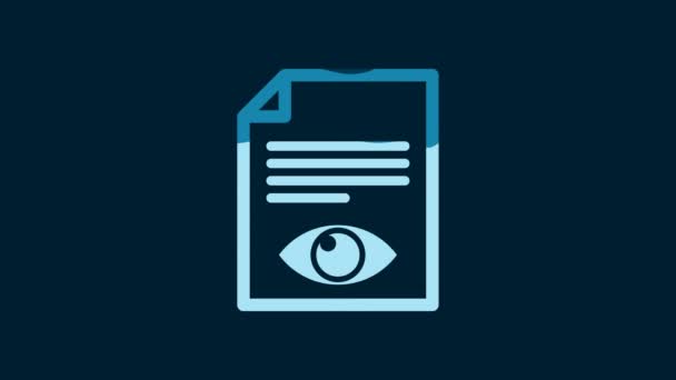 White Paper Page Eye Symbol Icon Isolated Blue Background Open — Vídeo de Stock