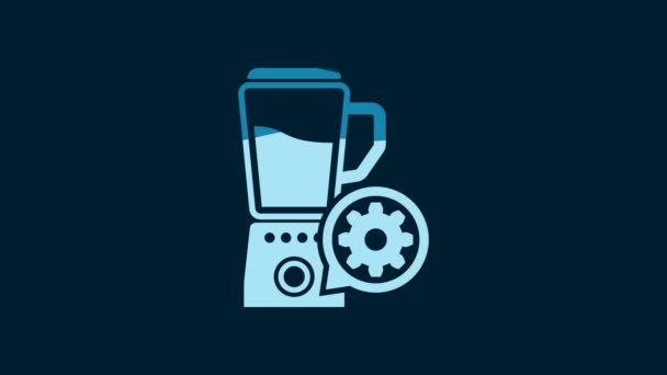 White Blender Bowl Gear Icon Isolated Blue Background Adjusting App — Stockvideo