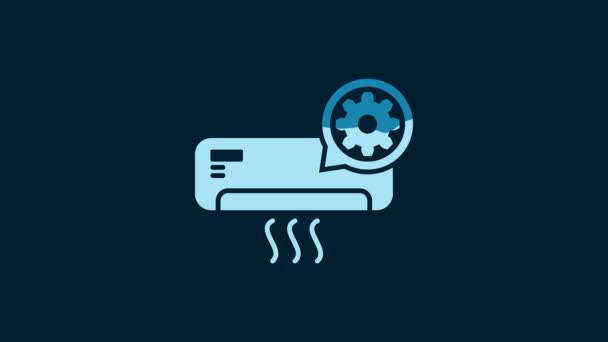 White Air Conditioner Gear Icon Isolated Blue Background Adjusting App — Stockvideo