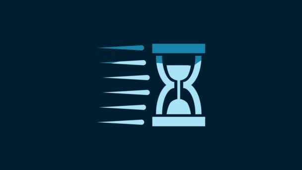 White Old Hourglass Flowing Sand Icon Isolated Blue Background Sand — Video