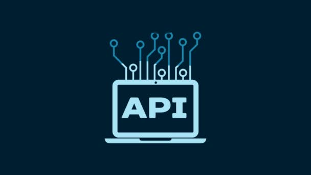 White Computer Api Interface Icon Isolated Blue Background Application Programming — Stock video