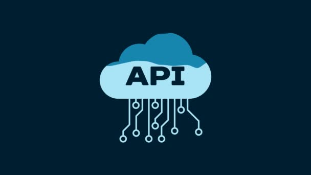 White Cloud Api Interface Icon Isolated Blue Background Application Programming — Vídeo de Stock