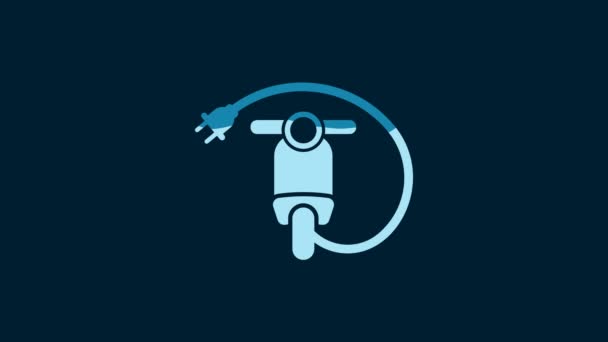 White Electric Scooter Icon Isolated Blue Background Video Motion Graphic — Vídeos de Stock