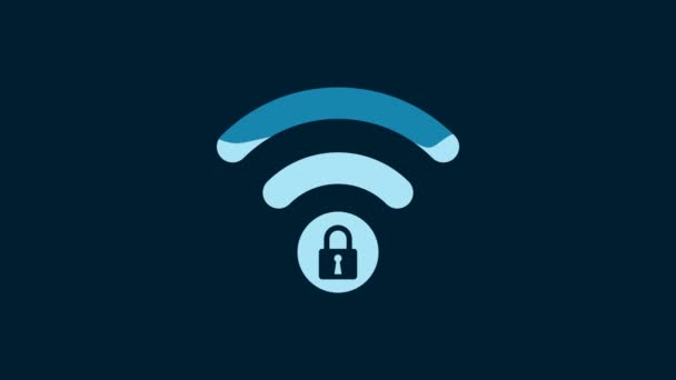 White Wifi Locked Sign Icon Isolated Blue Background Password Symbol — Stock videók