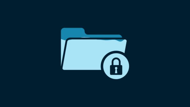 White Folder Lock Icon Isolated Blue Background Closed Folder Padlock — Stok video