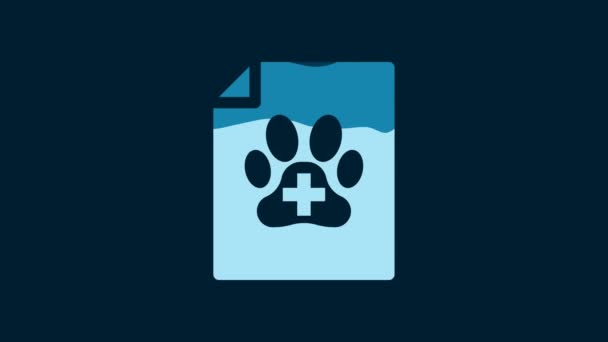 Λευκό Ιατρικό Πιστοποιητικό Για Ταξίδια Σκύλο Γάτα Εικονίδιο Απομονώνονται Μπλε — Αρχείο Βίντεο