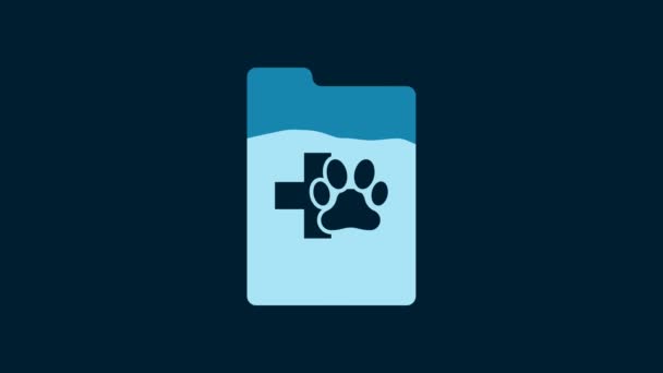 White Clipboard Medical Clinical Record Pet Icon Isolated Blue Background — Video