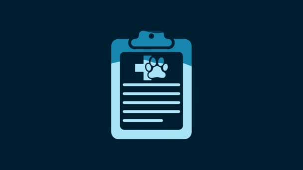 White Clipboard Medical Clinical Record Pet Icon Isolated Blue Background — Video