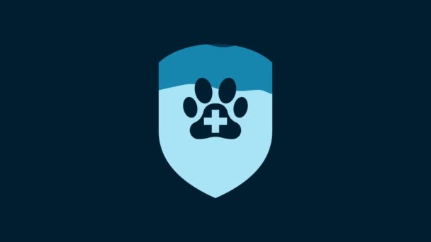 White Animal Health Insurance Icon Isolated Blue Background Pet Protection — Stockvideo