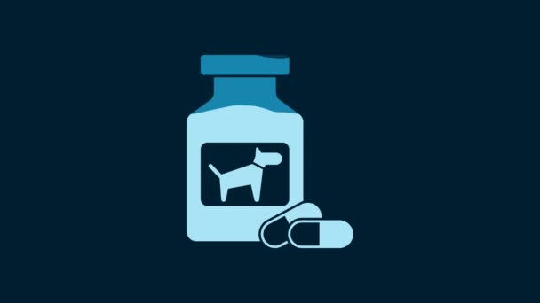 White Dog Medicine Bottle Pills Icon Isolated Blue Background Container — Stock Video