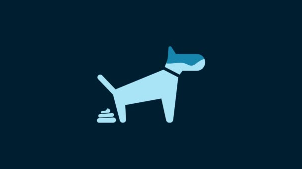 White Dog Pooping Icon Isolated Blue Background Dog Goes Toilet — Vídeo de stock