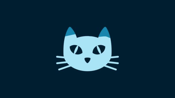 White Cat Icon Isolated Blue Background Video Motion Graphic Animation — Vídeos de Stock