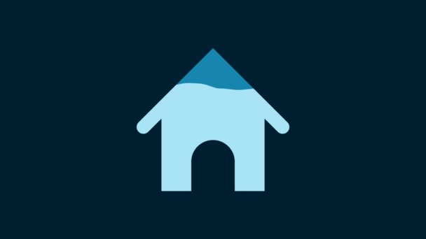 Ікона Білого Дома Ізольована Синьому Тлі Собача Будка Відеографічна Анімація — стокове відео