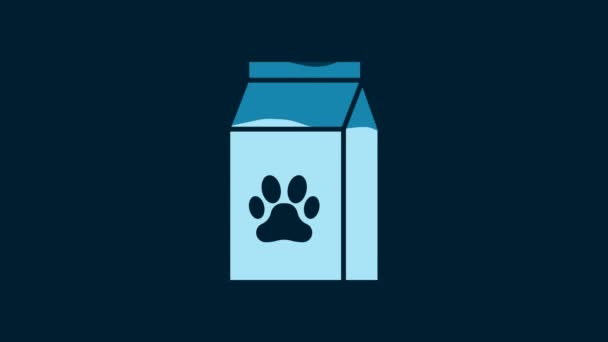 White Bag Food Pet Icon Isolated Blue Background Food Animals — Video Stock