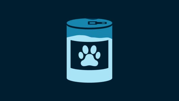 White Canned Food Icon Isolated Blue Background Food Animals Pet — Stok video