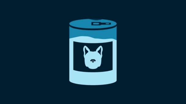 White Canned Food Dog Icon Isolated Blue Background Food Animals — Vídeo de Stock