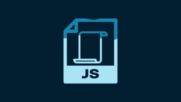 ホワイトJsファイル文書 青い背景にあるJsボタンのアイコンをダウンロードします Jsファイルのシンボル 4Kビデオモーショングラフィックアニメーション — ストック動画