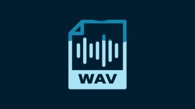 White WAV file document. Download wav button icon isolated on blue background. WAV waveform audio file format for digital audio riff files. 4K Video motion graphic animation.