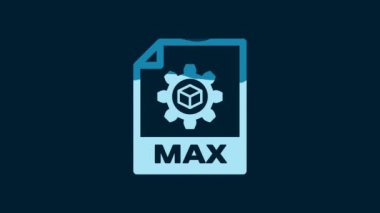 White MAX file document. Download max button icon isolated on blue background. MAX file symbol. 4K Video motion graphic animation.