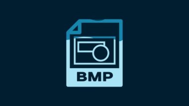 White BMP file document. Download bmp button icon isolated on blue background. BMP file symbol. 4K Video motion graphic animation.