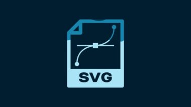White SVG file document. Download svg button icon isolated on blue background. SVG file symbol. 4K Video motion graphic animation.