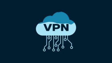 White Cloud VPN interface icon isolated on blue background. Software integration. 4K Video motion graphic animation.