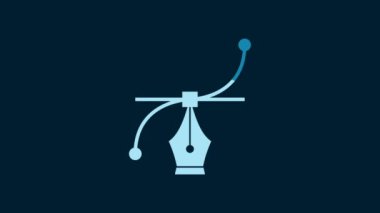 White Bezier curve icon isolated on blue background. Pen tool icon. 4K Video motion graphic animation.