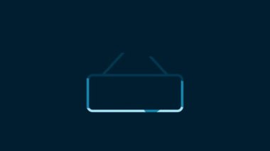 White Signboard hanging icon isolated on blue background. Suitable for advertisements bar, cafe, pub, restaurant. 4K Video motion graphic animation.