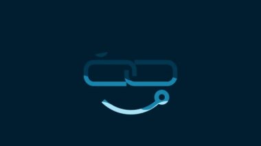 White Chain link line icon isolated on blue background. Link single. 4K Video motion graphic animation.