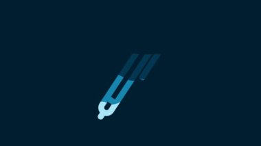 White Pen line icon isolated on blue background. 4K Video motion graphic animation.