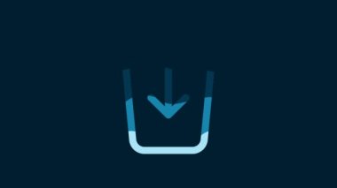 White Send to the trash line icon isolated on blue background. 4K Video motion graphic animation.