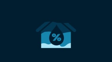 White House humidity icon isolated on blue background. Weather and meteorology, thermometer symbol. 4K Video motion graphic animation.