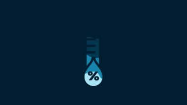 White Humidity icon isolated on blue background. Weather and meteorology, thermometer symbol. 4K Video motion graphic animation.