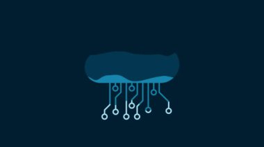 White Internet of things icon isolated on blue background. Cloud computing design concept. Digital network connection. 4K Video motion graphic animation.