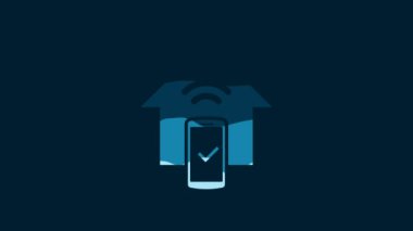 White Smart home - remote control system icon isolated on blue background. 4K Video motion graphic animation.