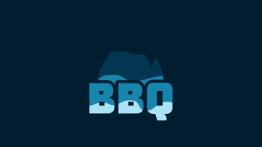 White Barbecue fire flame icon isolated on blue background. Heat symbol. BBQ grill party. 4K Video motion graphic animation.
