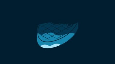 White Steak meat icon isolated on blue background. 4K Video motion graphic animation.