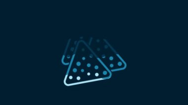 White Nachos icon isolated on blue background. Tortilla chips or nachos tortillas. Traditional mexican fast food. 4K Video motion graphic animation.