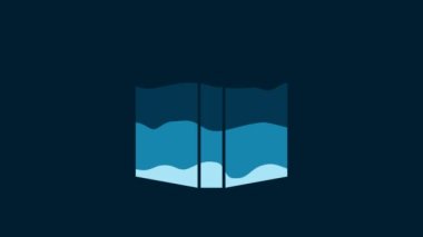 White Open book icon isolated on blue background. 4K Video motion graphic animation.