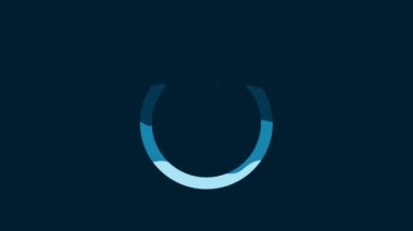 White Refresh icon isolated on blue background. Reload symbol. Rotation arrow in a circle sign. 4K Video motion graphic animation.