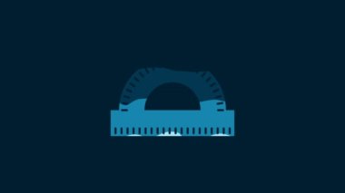 White Protractor grid for measuring degrees icon isolated on blue background. Tilt angle meter. Measuring tool. Geometric symbol. 4K Video motion graphic animation.