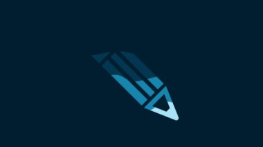 White Pencil icon isolated on blue background. Education sign. Drawing and educational tools. School office symbol. 4K Video motion graphic animation.