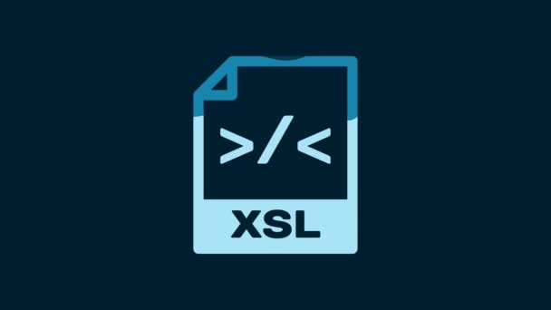 White Xsl File Document Download Xsl Button Icon Isolated Blue — Video Stock