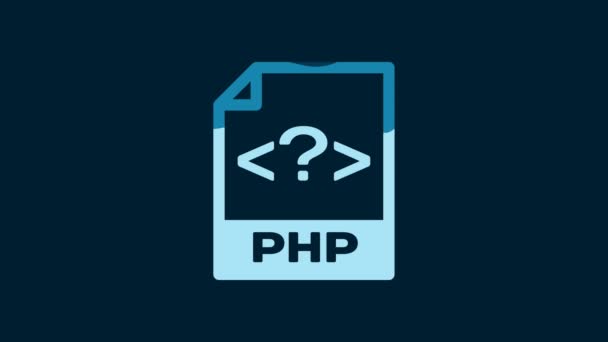 White Php File Document Download Php Button Icon Isolated Blue — Stock video