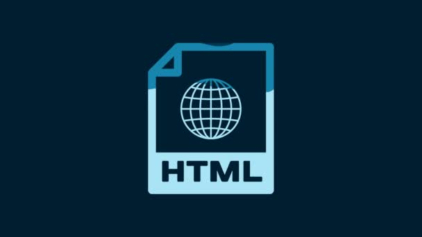 White Html File Document Download Html Button Icon Isolated Blue — Stok video