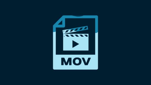 Λευκό Έγγραφο Αρχείου Mov Κατεβάστε Εικονίδιο Mov Κουμπί Απομονώνονται Μπλε — Αρχείο Βίντεο