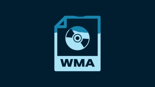ホワイトWmaファイルの文書 青色の背景に隔離されたWmaボタンアイコンをダウンロードします Wmaファイルのシンボル Wma音楽形式の記号 4Kビデオモーショングラフィックアニメーション — ストック動画